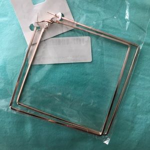 Large Square Shaped Rose Gold Earring Hoops